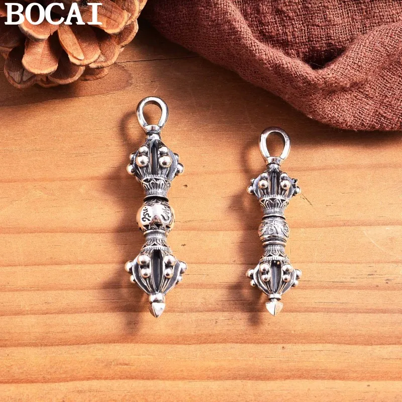

BOCAI NEW S925 Pure Silver Retro Personality Diamond Pestle Pendant