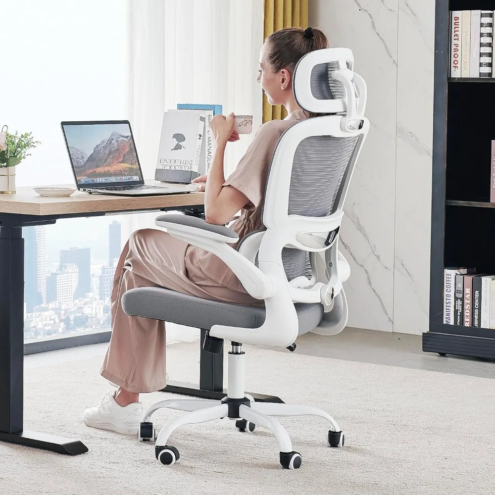 Ergonomic office chair, 330-pound home mesh office chair with wheels, comfortable play chair