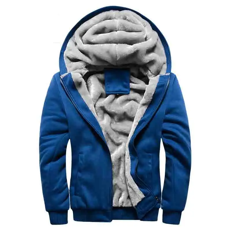 Men Casual Coat Slim Solid Streetwear Mens Velvet Hooded Jackets Male Plus Size Winter Warm Thick Hoodies Sweatshirts  MY143