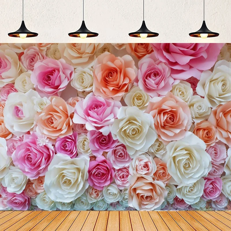 

Розовые и белые бумажные цветы фон для фотосъемки бумажный цветок стены великолепный свадебный цветок красивый фон настенный постер