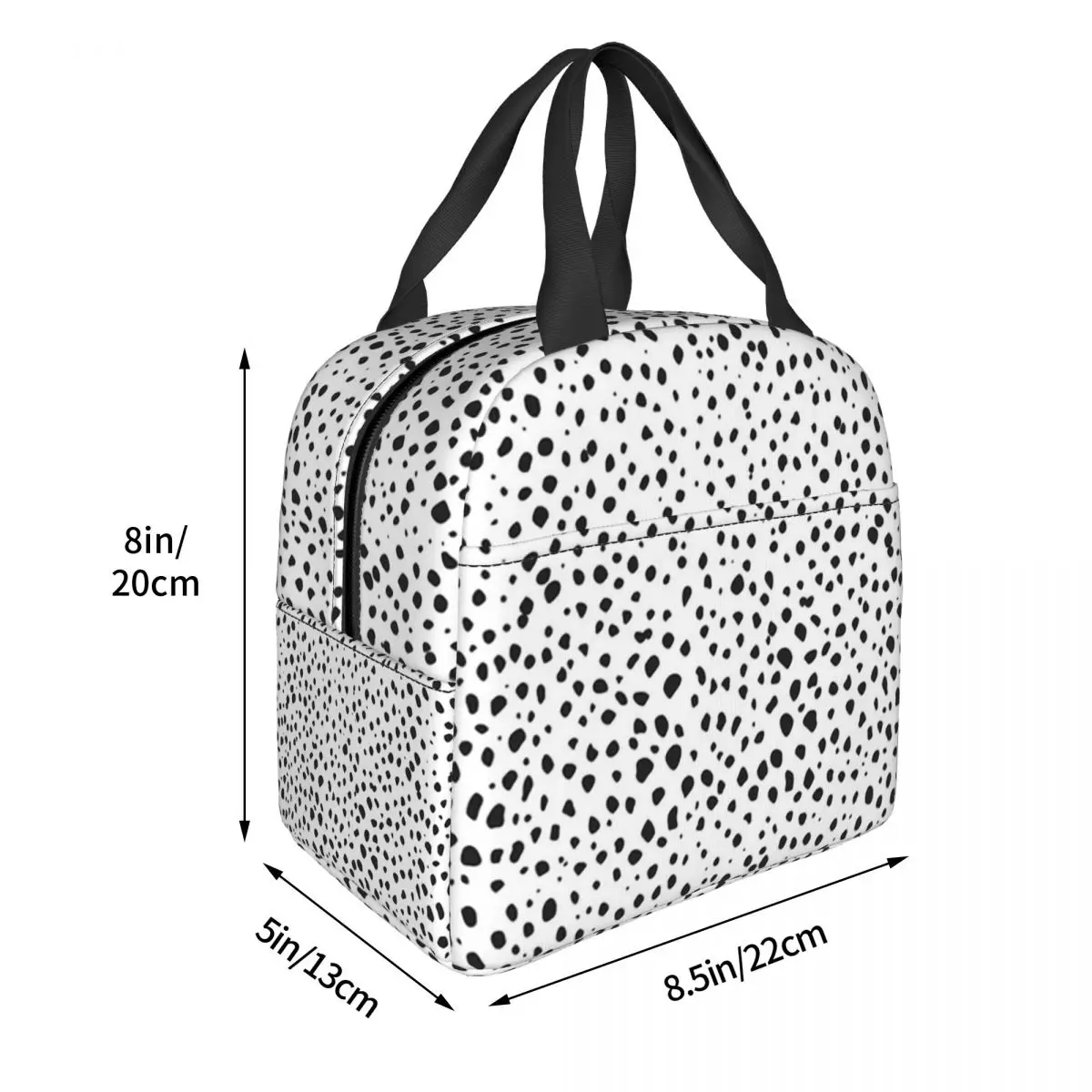 Dalmatian Spots Black And White Polka Dots Lunch Bags Insulated Bento Box Lunch Tote Resuable Picnic Bags Thermal Bag