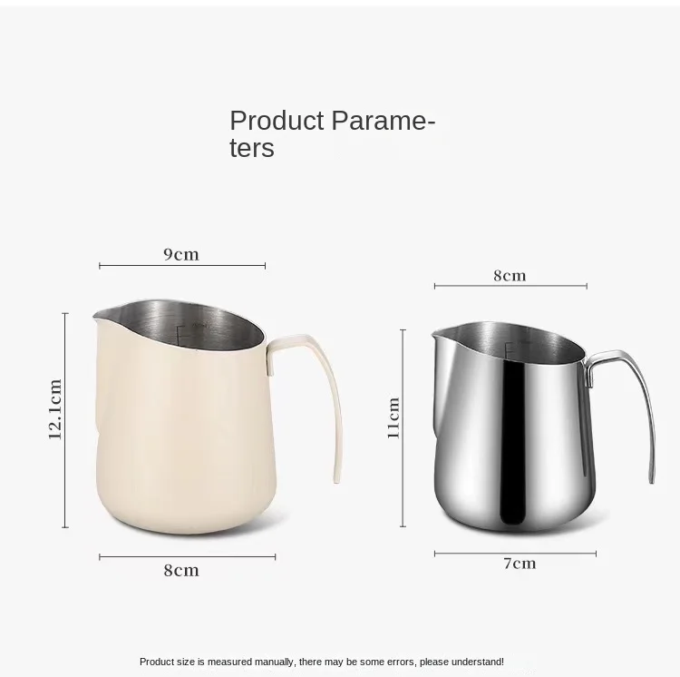 New Professional Slanted Mouth Milk Creamer Frothing Pitcher Stainless Steel Milk Foam Cup With Scale Latte Steam Coffee Cup