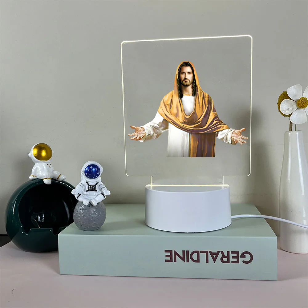 Lord Jesus God Acryl 3d Lamp Game Room Decor Kids Verjaardagscadeau Nachtlampje