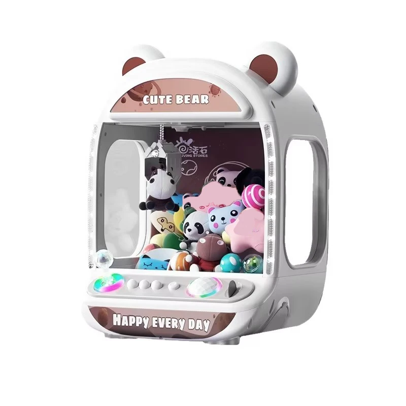 DIY Automatic Doll Machine Kids Coin Operated Play Game Mini Claw Catch Toy Crane Machines Music Doll for Christmas gifts