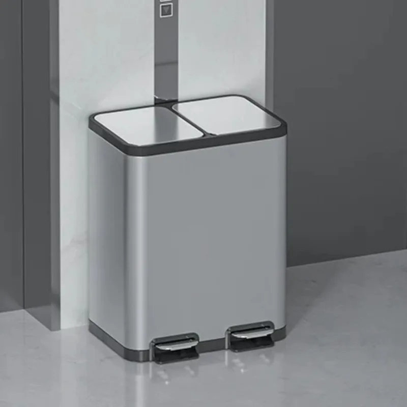 Stainless Steel Separate Trash Can Large Capacity Foot Pedal Wastebin Anti Odor Kitchen Waste Bin Luxury Wastebasket with Lid
