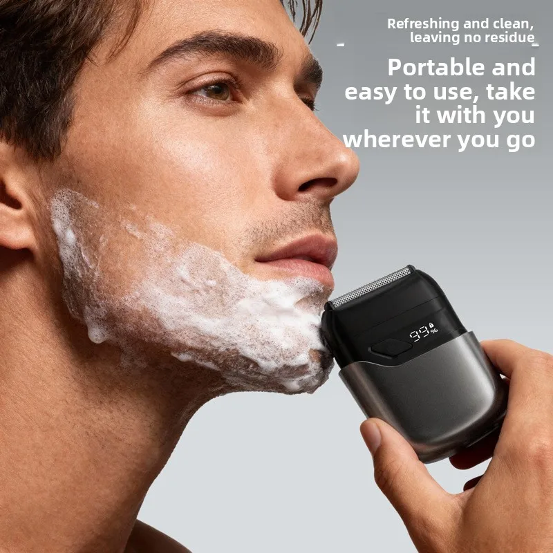 

Electric Shaver Indicator Floating Heads, Portable Travel Razor, Black, Mens Cordless Rechargeable Beard Trimmer Wet Dry Use