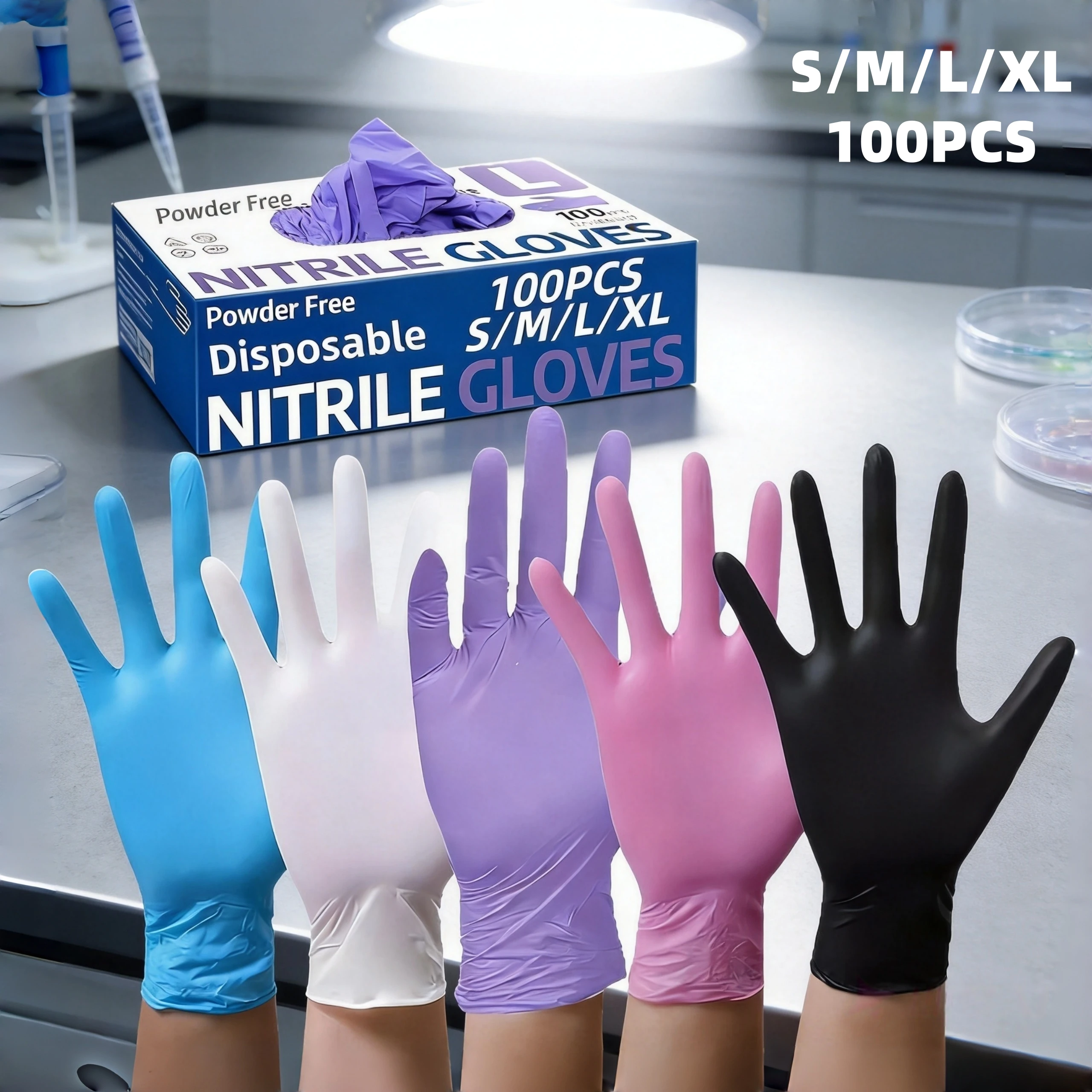 50/100Pcs Disposable Nitrile Gloves,Durable Household Cleaning Gloves,Garden Planting and Digging Non-slip Dirt-resistant Gloves