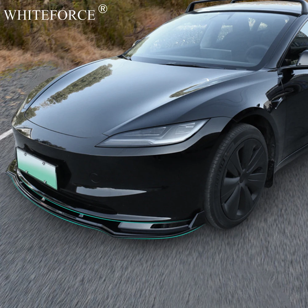 

Передний бампер для Tesla Model 3 Highland 2023-2024, прилегающая передняя губа из АБС-пластика, модель 3 +, защита от ударов, передний ковш