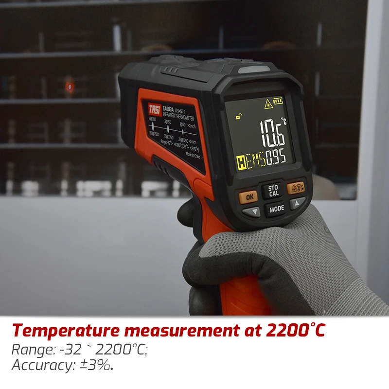 IR Industrial Infrared Thermometer -32 ~ 1080 1380 1680 1880 2200 ℃ Degree Laser Gun Non-contact Temperature Test Meter