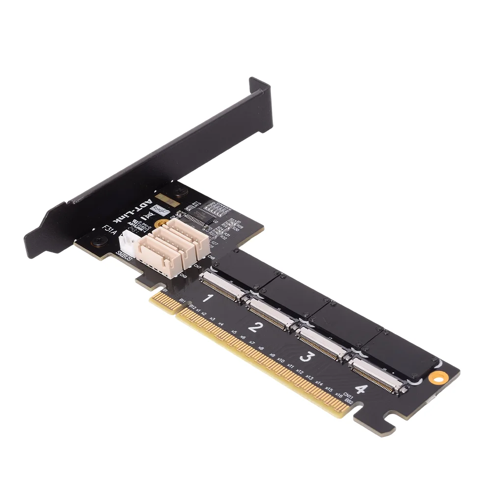 ADT-Link PCI-E 4.0 X16 FFC Graphics Card Extension Cable Supports One to Four x4x8 Split Gen4 256G/bps Riser Adapter for Chassis