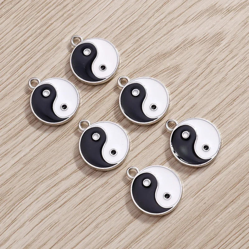 10Pcs Alloy Drip Oil Accessories, Chinese Style Tai Chi Bagua Accessories, Necklaces, Bracelets, Accessories, Pendants, Diy Pend