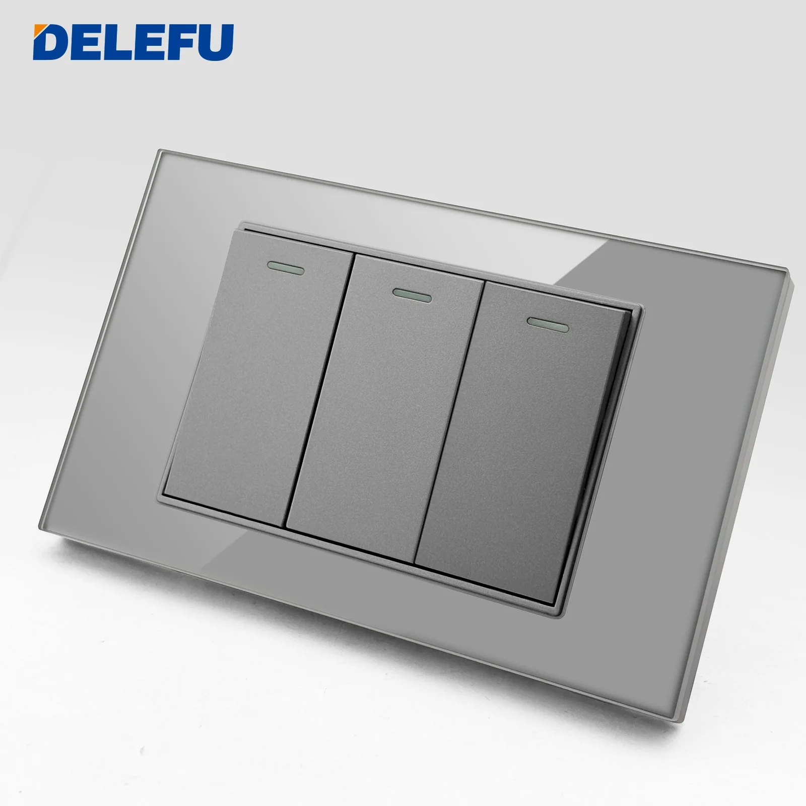 tomada-de-parede-padrao-brasileiro-delefu-4-2-com-vidro-temperado-cinza-tomada-dupla-usb-tipo-c-interruptor-inteligente-10a-20a