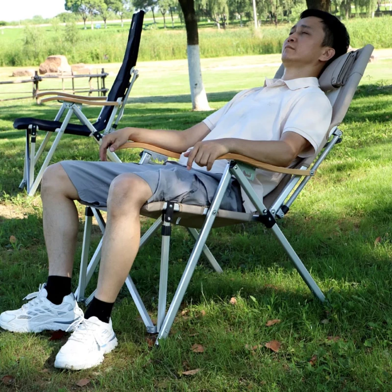 Aluminum Alloy Folding Recliner  Adjustable Multi-Position High-Back Chair  Breathable Outdoor Fishing & Picnic Chair