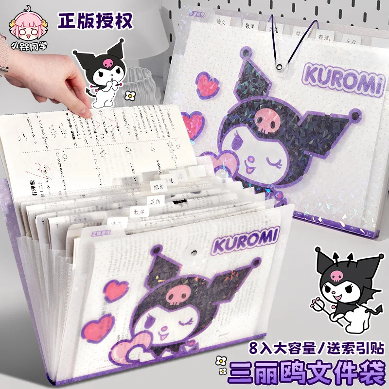 

Sanrio Organ Bag Folder Large Capacity Multi Layer Folder Cartoon Kuromi A4 File Bag Student Exam Paper Storage Bag