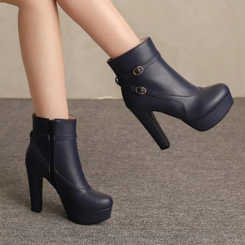 Fashion Platform Boots Women Sexy Rivets Ankle Boots For Women Red Yellow White Black Short Party Shoes Lady Footwear Size 34-46 view 3