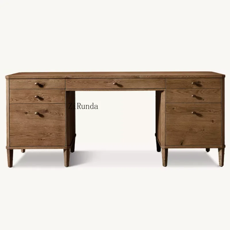 American rural simple solid wood writing desk custom bedroom dresser computer conference table suitable for villa study
