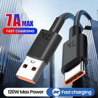 7A USB  to Type C Fast Charging Cable 120W QC3.0 Quick Charge USB Cable For Xiaomi Samsung Huawei 0.25M/1M/1.5M/2M Usb C Charger