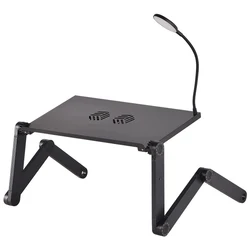 Laptop Bed Tray Desk with LED Desk Lamp, Mouse Pad, Cooling Fan, Adjustable Laptop Stand for Bed Foldable Laptop Table