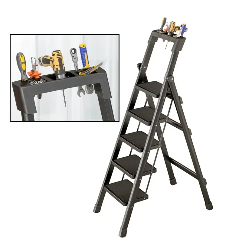 Carbon Steel Folding Ladder Multifunction Ladder 3/4 Step Ladders Width Pedal Stairs Portable Step Stool Herringbone Ladders