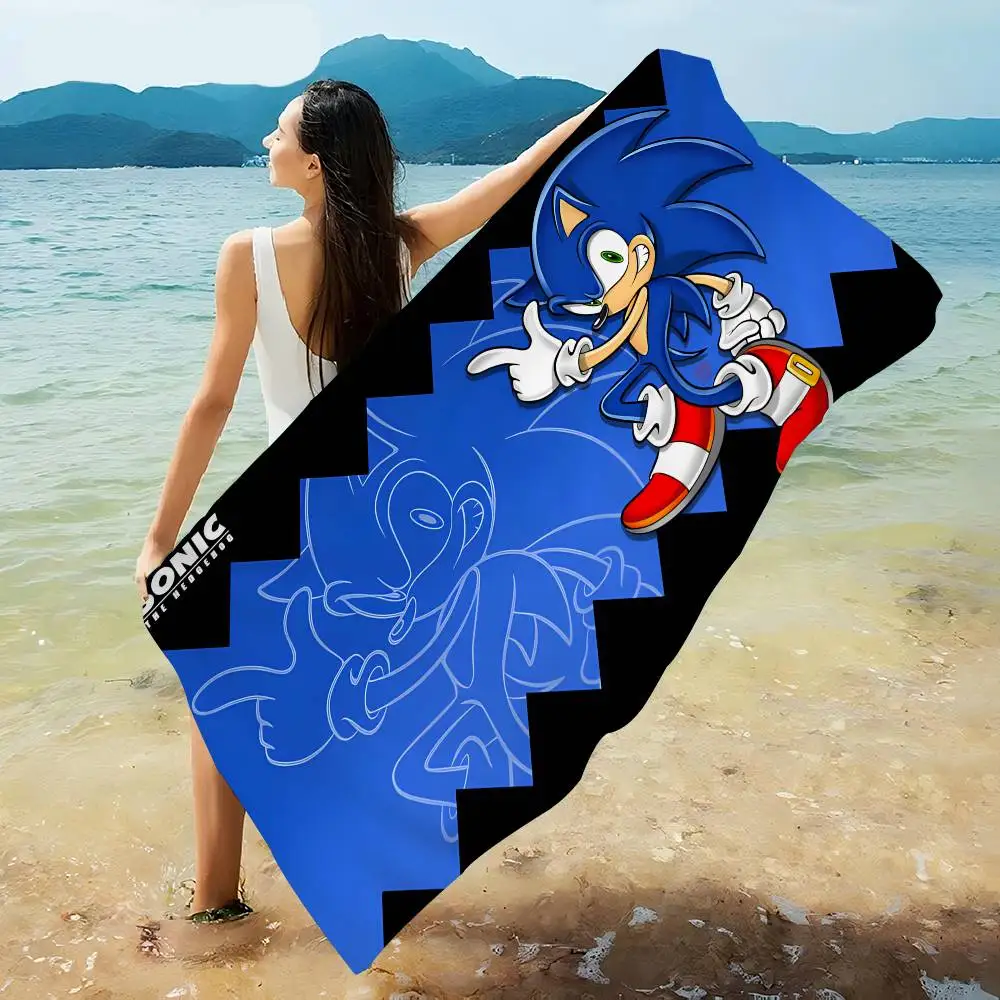 Anime Characters S-SonicS Microfiber Printed Beach Towel Mountain Climbing Yoga Beach Swimming Running Absorbent Soft Towel