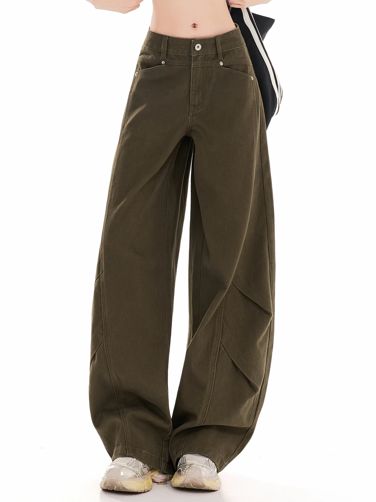 

Джинсы карго ZHISILAO в винтажном стиле, женские, свободные, с широкими штанинами, джинсовые брюки, уличная мода 2026