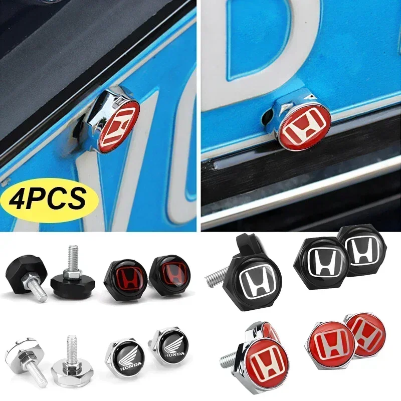 Car License Plate Bolts Frame Screws Caps for Honda Accord Civic Vezel Vision CRV CRZ Stream Crosstour FIT Odyssey City Jade