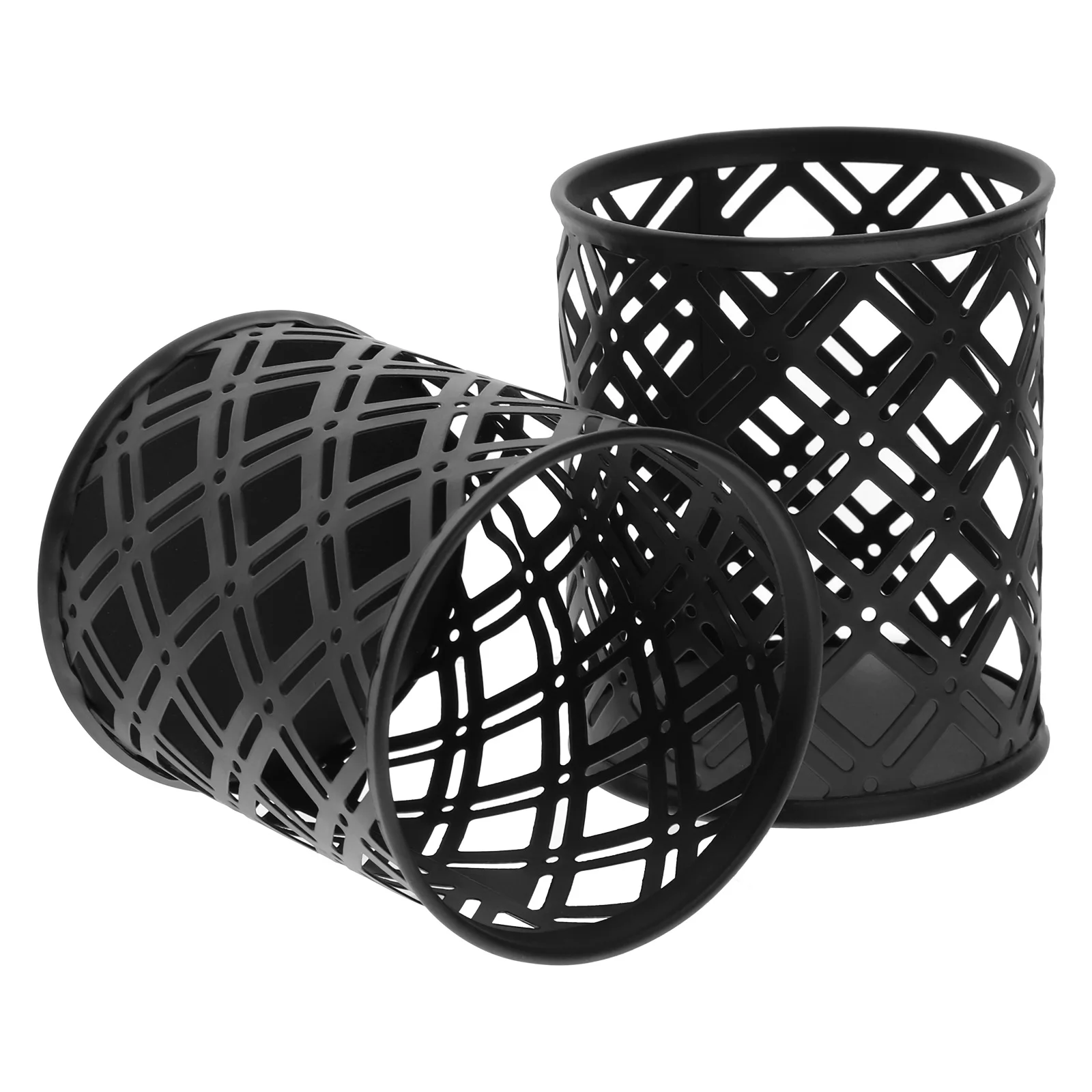 2 Pcs Office Pen Holder Pencil for Desk Pens Work Make up Small Organizer Can Metal Desktop Accessories