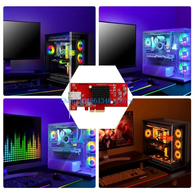 5ASD اثنين من PORT PCIE GIGABIT بطاقة شبكة 10 جيجابت في الثانية مواد ABS عالية عرض أجهزة الكمبيوتر المكتبية لأجهزة الكمبيوتر