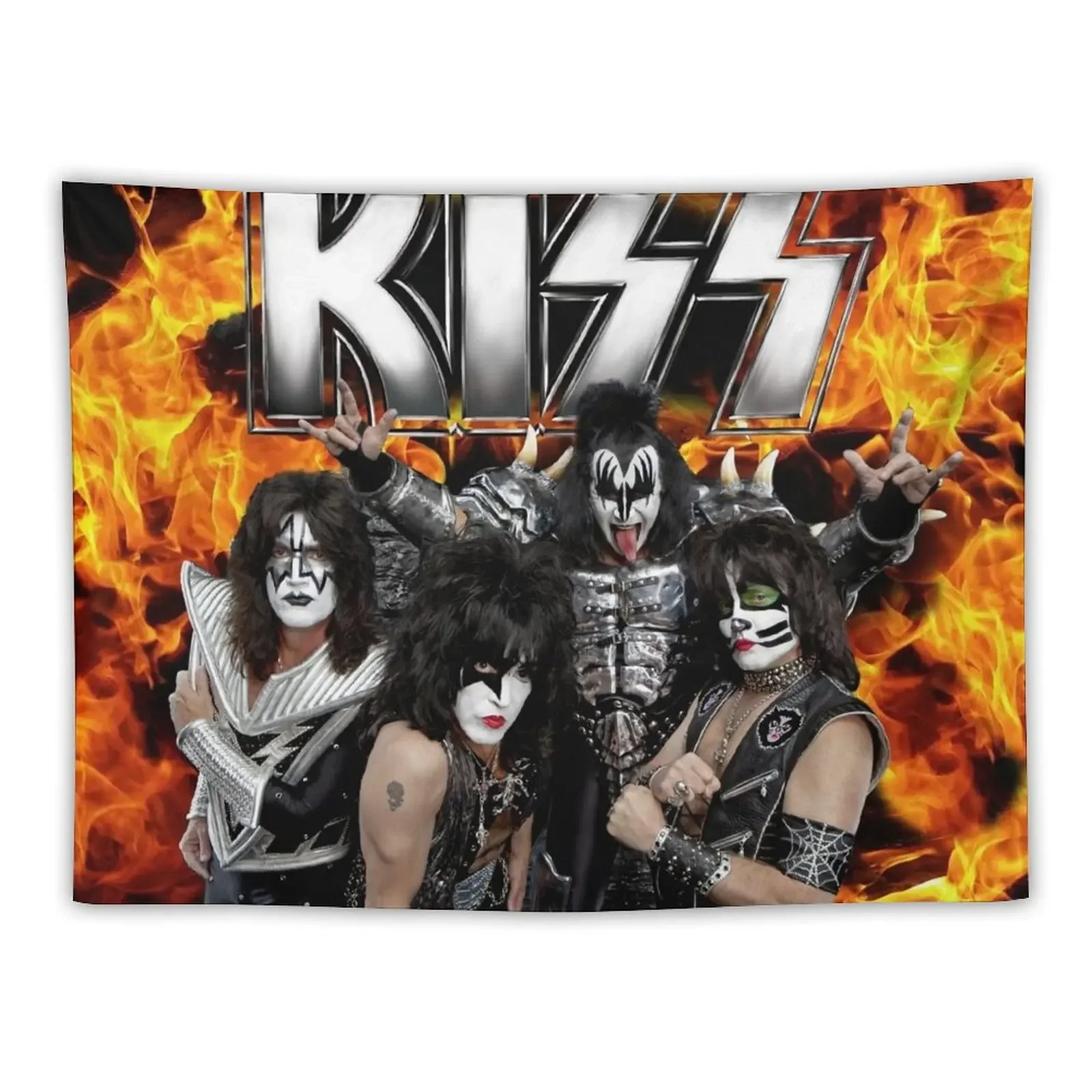 KISS with Logo and band Tapestry Room Decoration Accessories Decorative Wall Tapestry