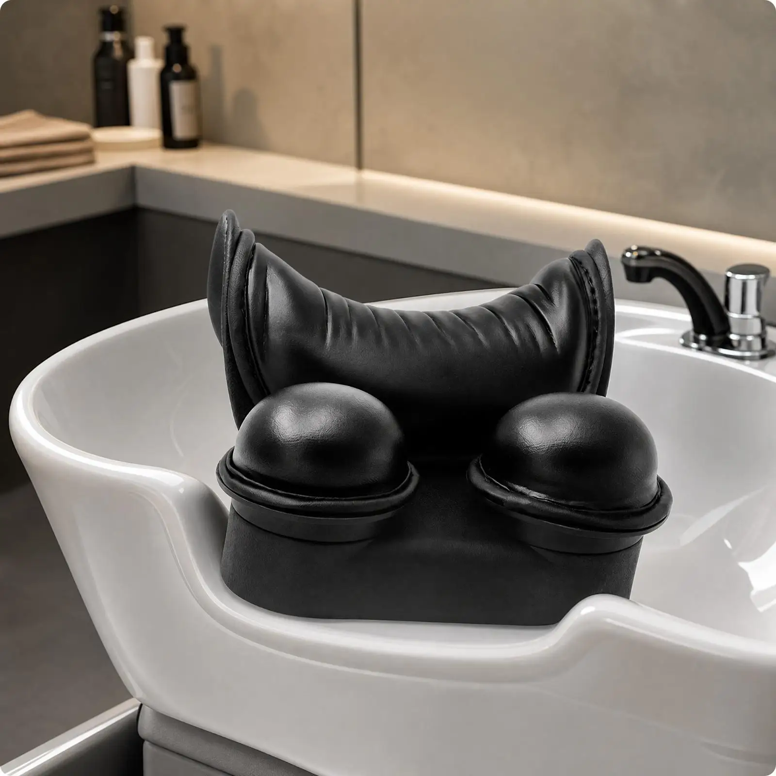 Hair Wash Neck Cushion Silicone Contoured Shampoo Chair Support Pad for Salon Sink Head Rest with Smooth Glossy Surface