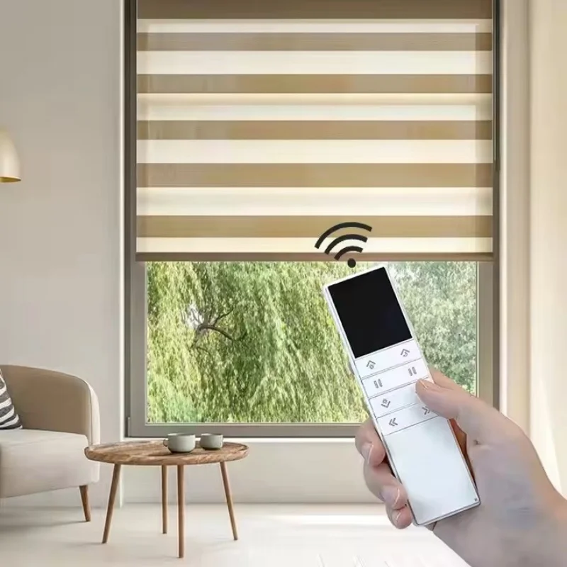China Factory Wholesale Thermal Insulation Cordless Google Smart Home Shades Day and Night Blackout Zebra Blind for Window