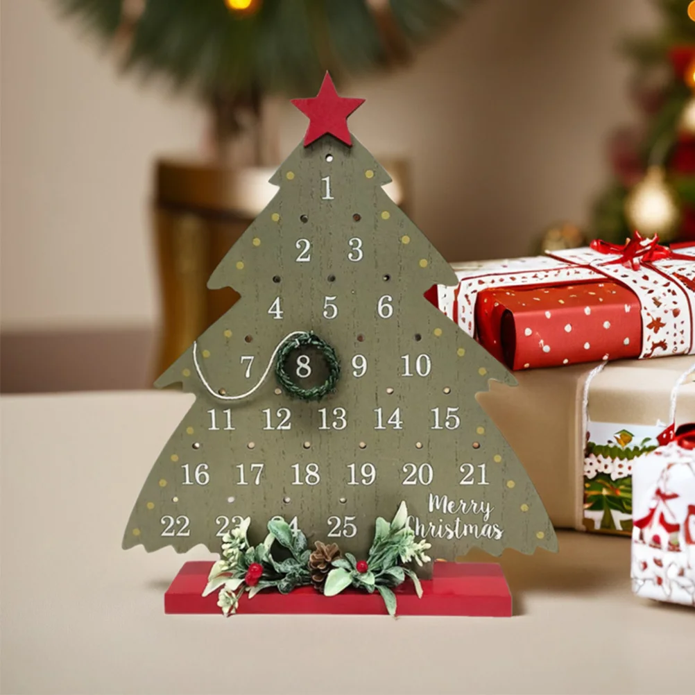 

Christmas Countdown Advent Calendar Rustic Wooden Tree Vine Wreath Number Date Decor Holiday Xmas Party Ornament