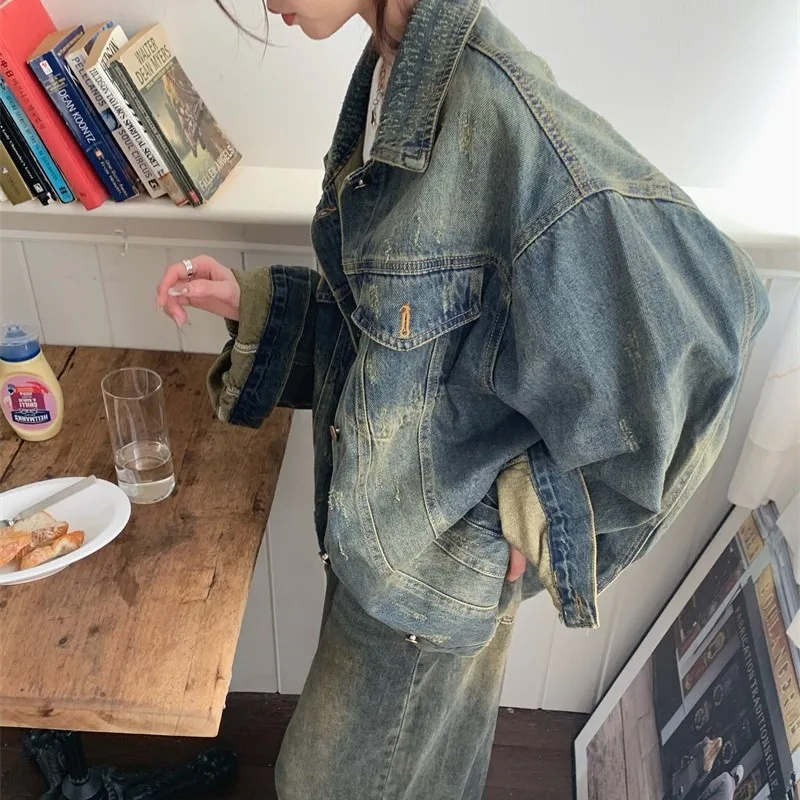 Loose denim jacket for women spring and summer new retro style casual fashion spring and summer 2024