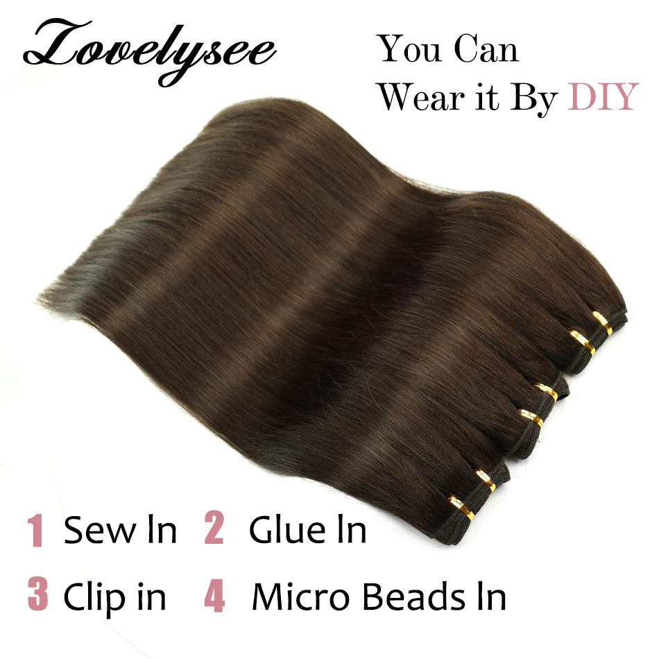 Lovelysee شعر طبيعي مفرود نسج لحمة 12-24 بوصة حزم الشعر خياطة في لحمة للنساء الشعر Dyeable ريمي الشعر البشري