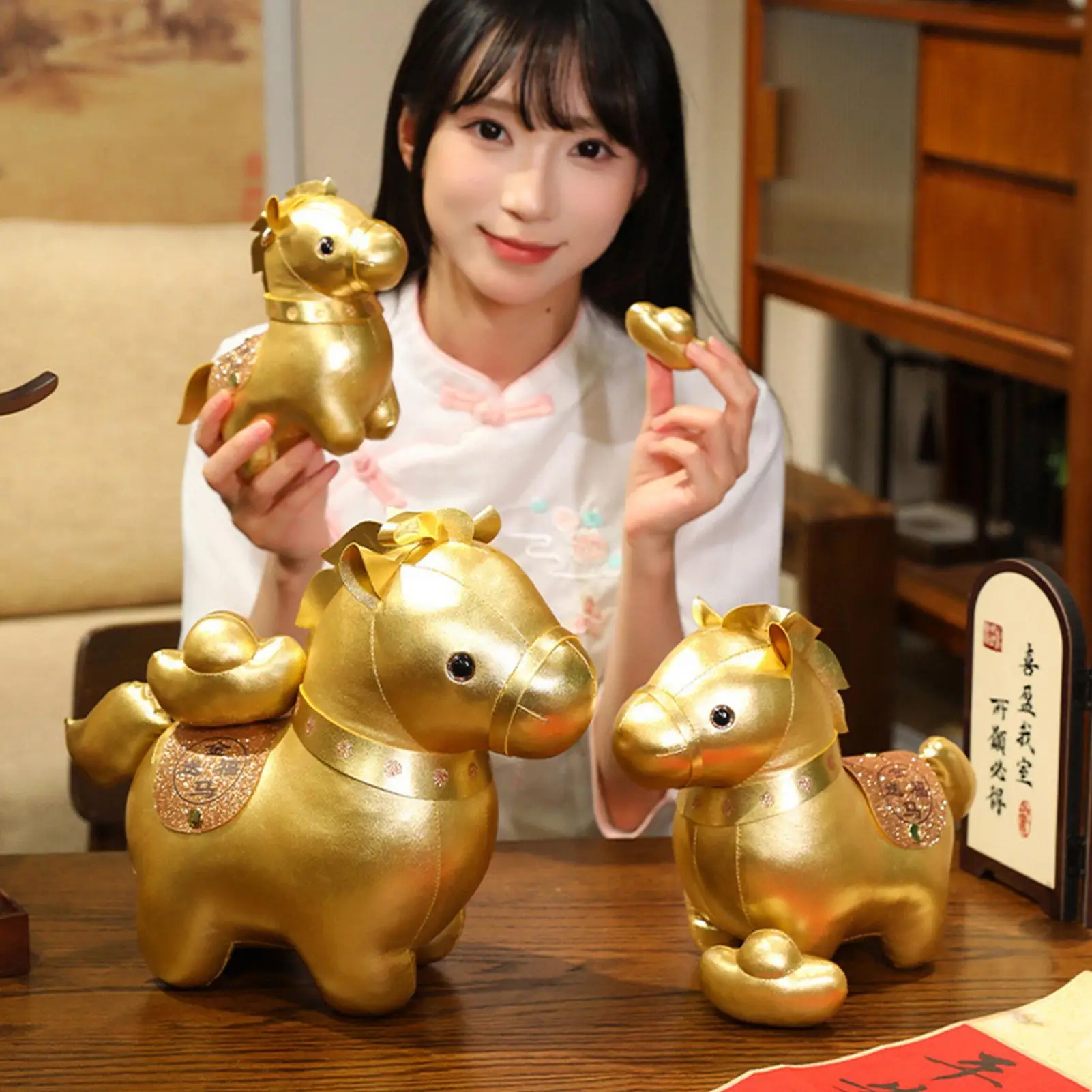 Année du cheval en peluche, poupée d'animal en peluche, porte-clés en peluche doux, cadeau pour enfants et adultes, sac à dos, Collection pendentif