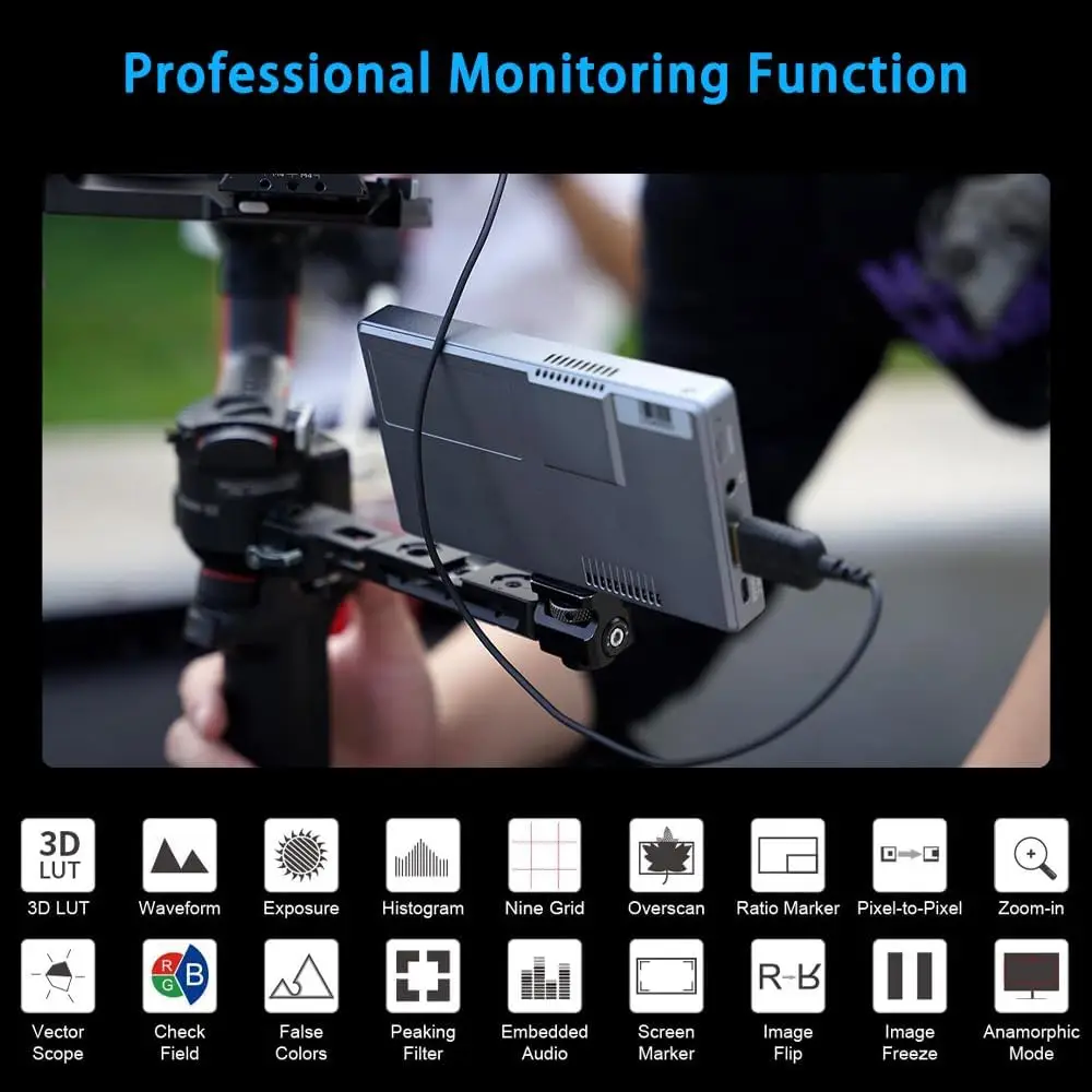 Feelworld P6XL 6 inch Built-in Battery Aluminum HDR Touchscreen Field Monitor 4K 1200nit 3D Lut