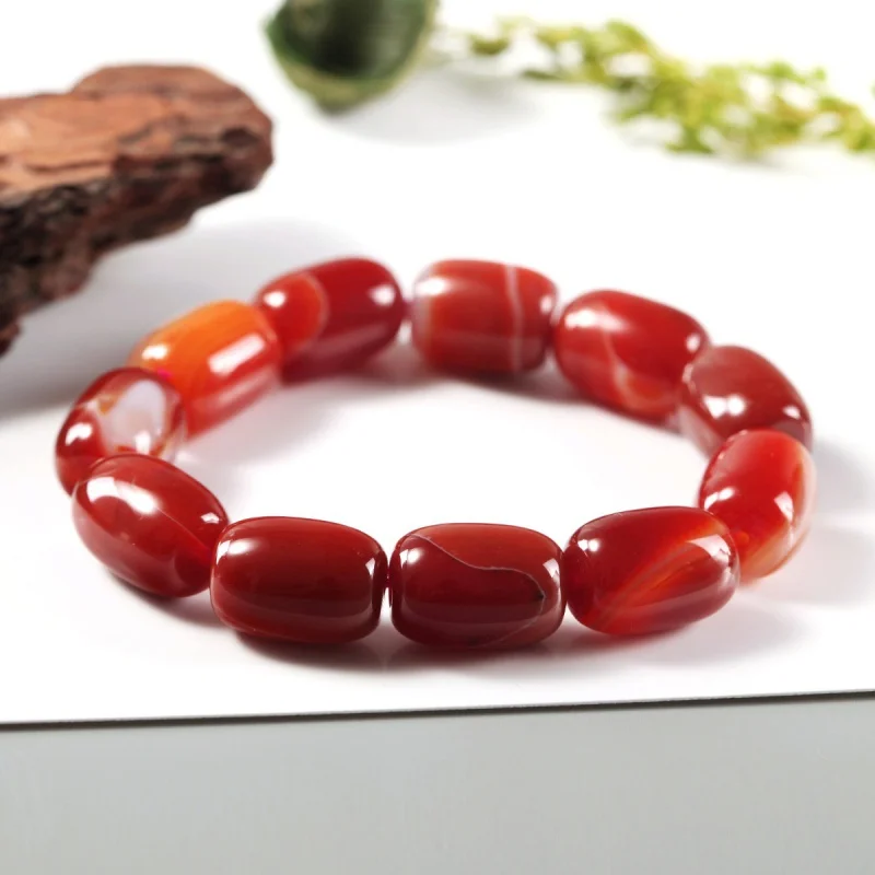 13-13.5mm Natural Genuine Agate Bracelet Sardonyx Agate Bracelet Casual Jade Bracelet Bracelet Bracelet Bracelet