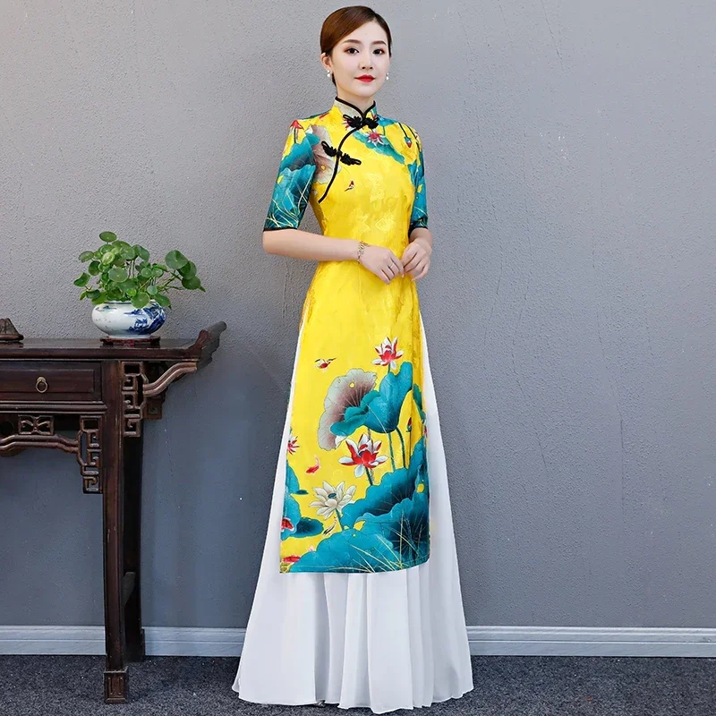 

Traditional China Style Party Qipao Robe Oriental Womens Elegant Evening Dress Vestido Plus Size S-5XL