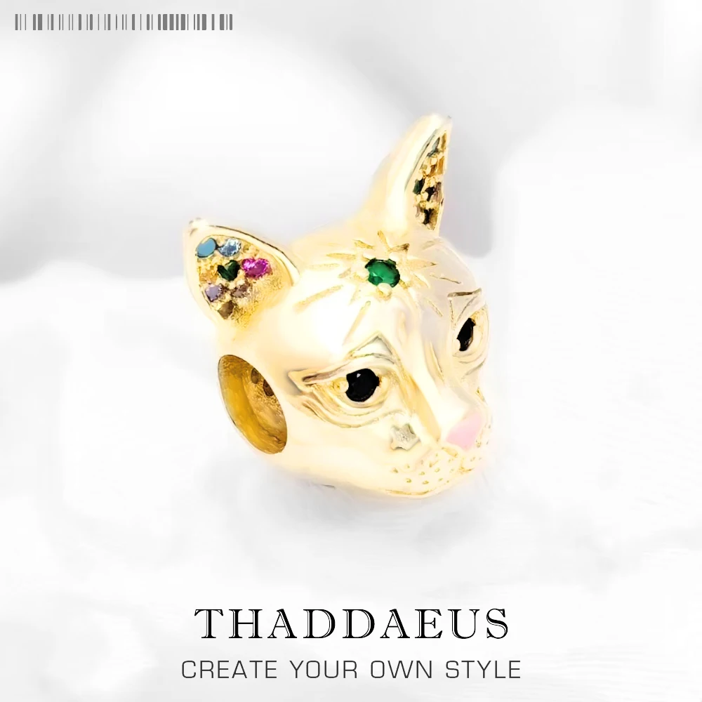 

Золотые бусины в виде кошки, искусственное серебро 2022 пробы, Новая европейская бижутерия «сделай сам», аксессуары в виде животных, подарок для женщин