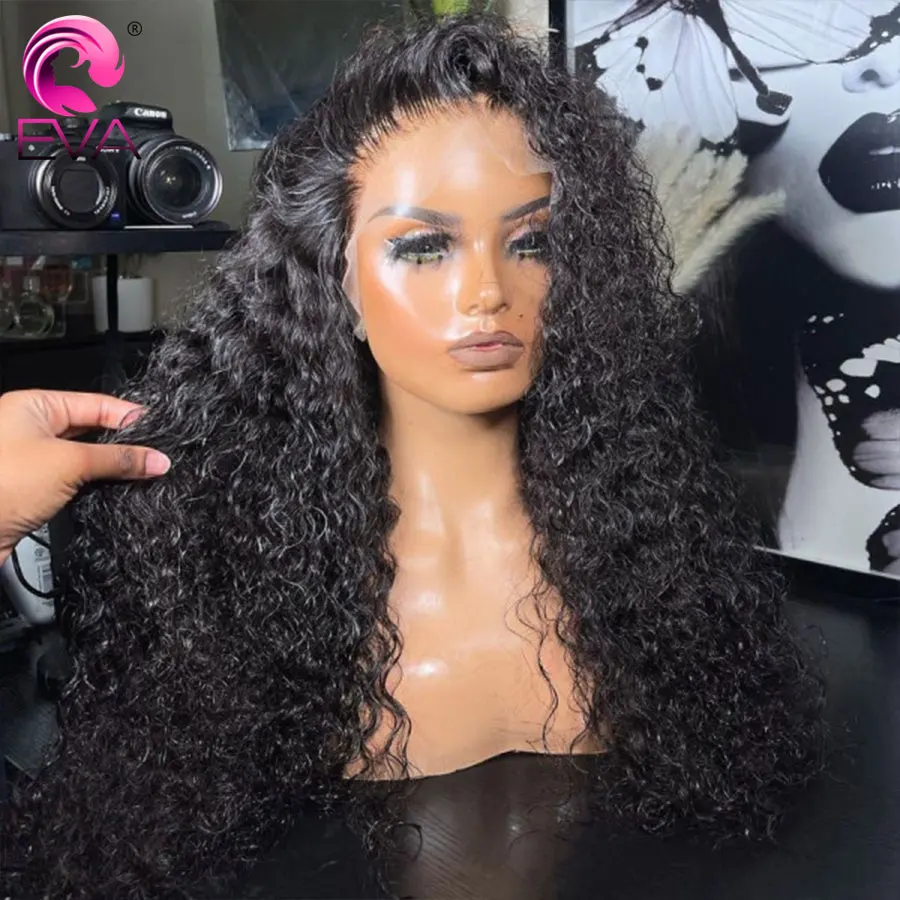 Eva Hair-Real HD Lace Frontal Wig para Mulheres, Perucas de Cabelo Humano, Perucas de Derreter Peles Curly, Peruca Glueless, Pré Arrancadas, 13x6, 13x4