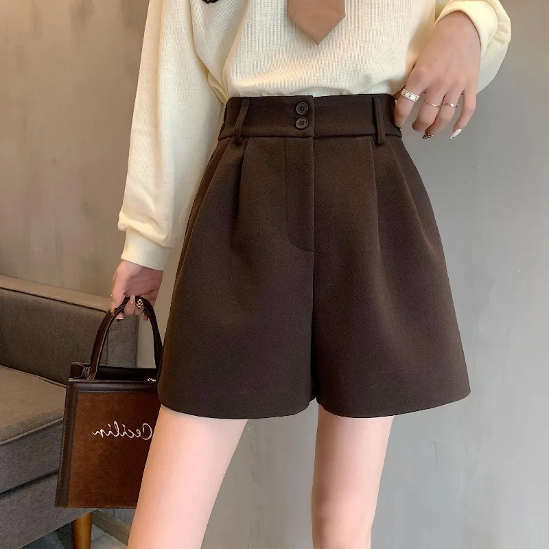 

Autumn Shorts Women Cozy Straight Korean Fashion Solid High Street Ins Basic All-match Ladies Simple Harajuku Popular Trouser