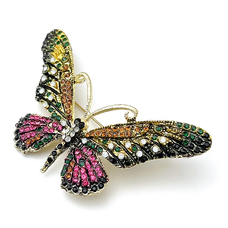 New Colorful Rhinestonesr Butterfly Brooch Insect Design Elegant Pin Women's Fashion Dress Jewelry Accessories Wholesale