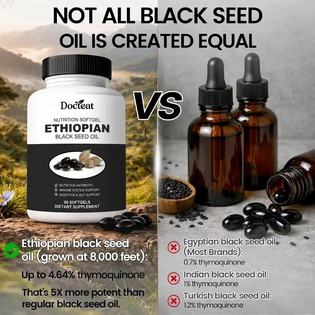 Premium Black Seed Oil Capsules - High Thymoquinone Content (TQ) - Supports Vitality, Radiant Skin & Digestive & Gut Harmony