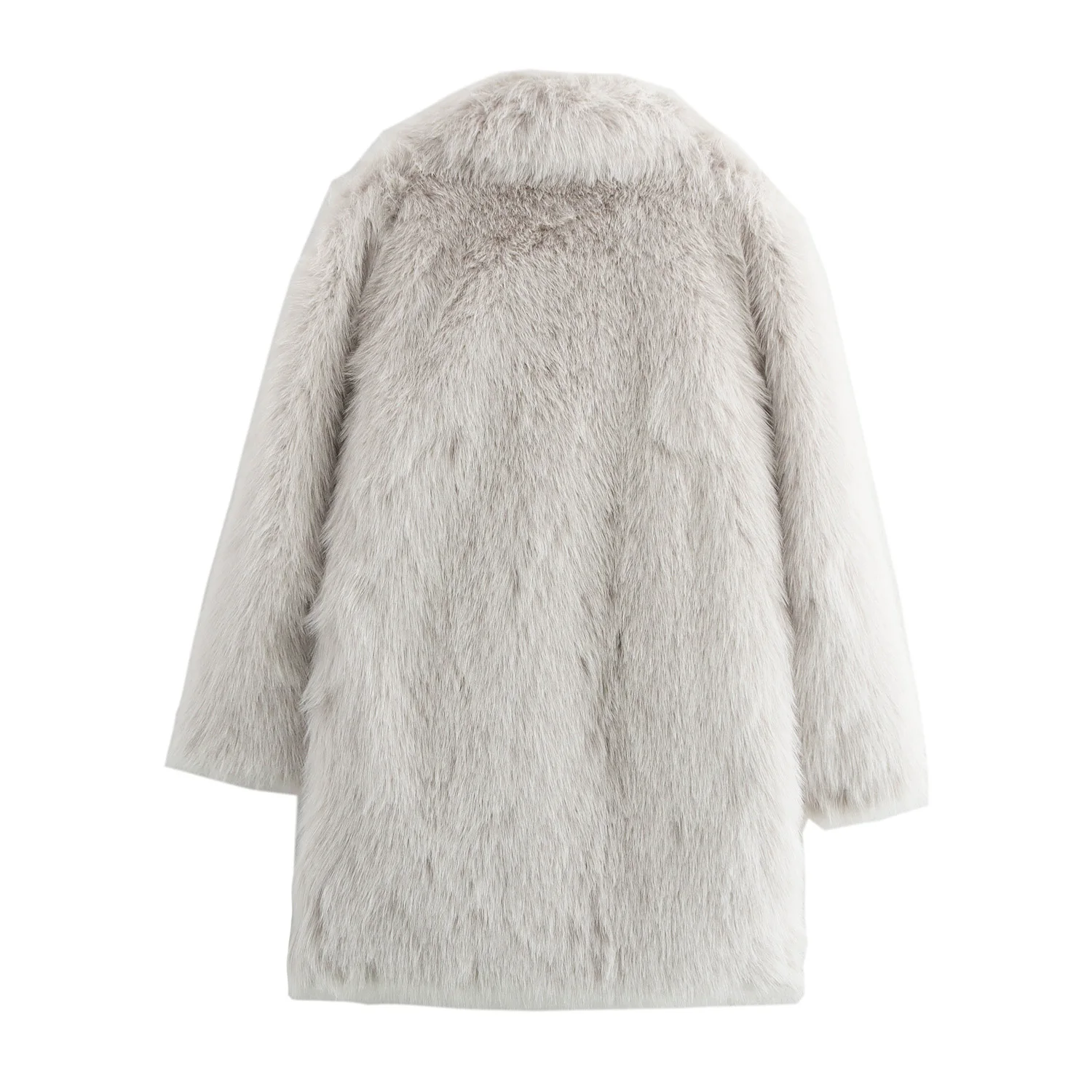 Faionable Artificial Fur Effect Women's Coat JNLEAOG Autumn New Design Long Sve Stand Collar Street Sle Mid-Length