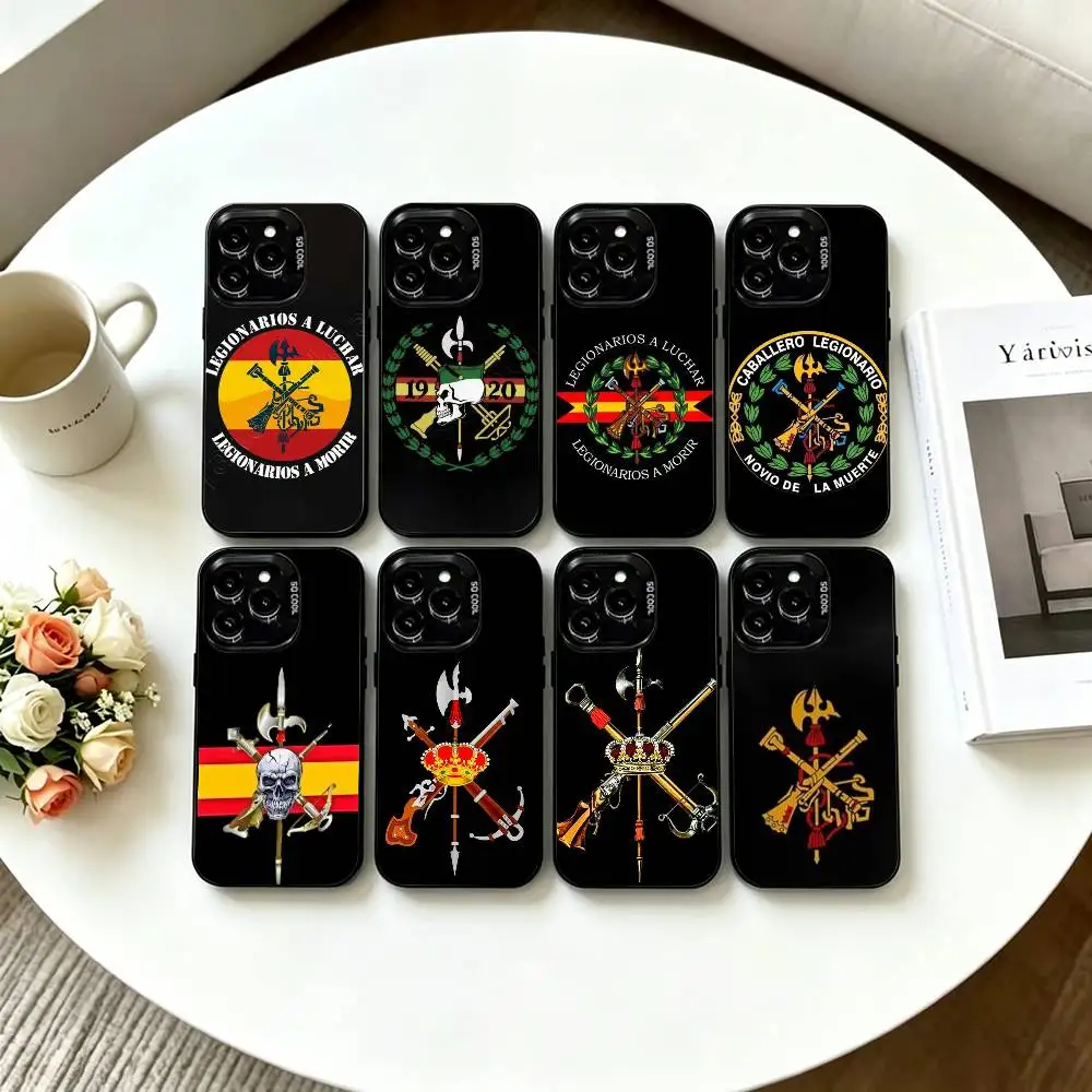 

Spanish Legion Logo Phone Case For iPhone 17,16,15,14,13,12,11 Plus,Pro Max,XS,Colored Silver Plated Inside Cover