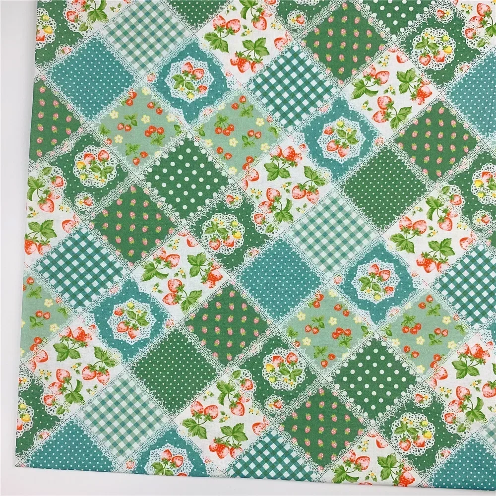 Cotton Fabric Retro The Flower Lattice Digital Print Sewing Material DIY Home Patchwork Dress Clothing