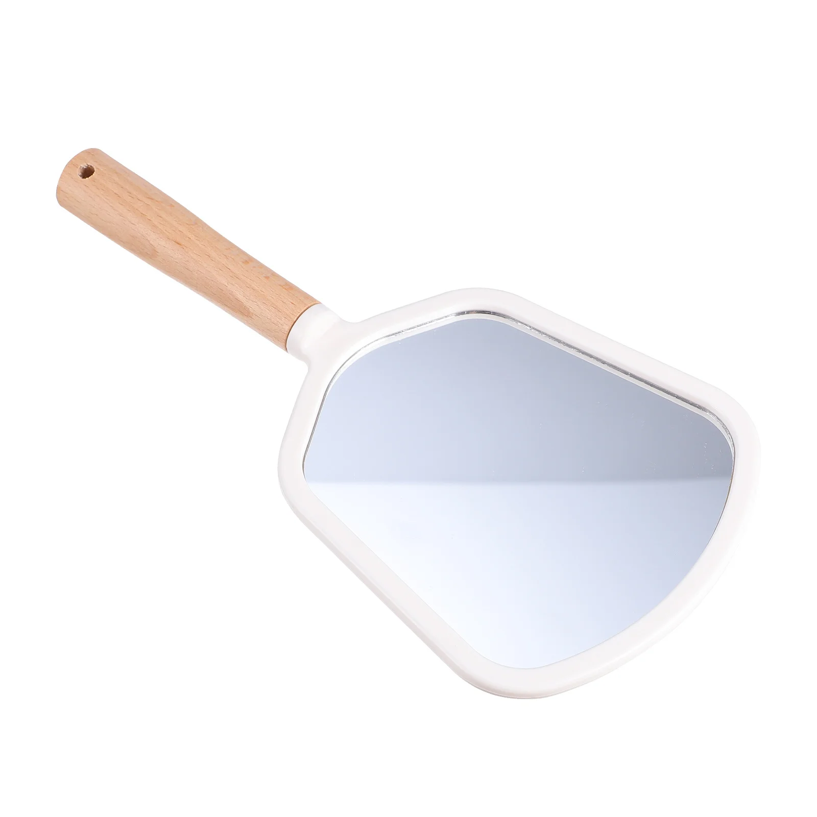 Make-upspiegel met houten handvat, draagbare lichtgewicht draagbare kapperssalonspiegel, High Definition, helder oppervlak