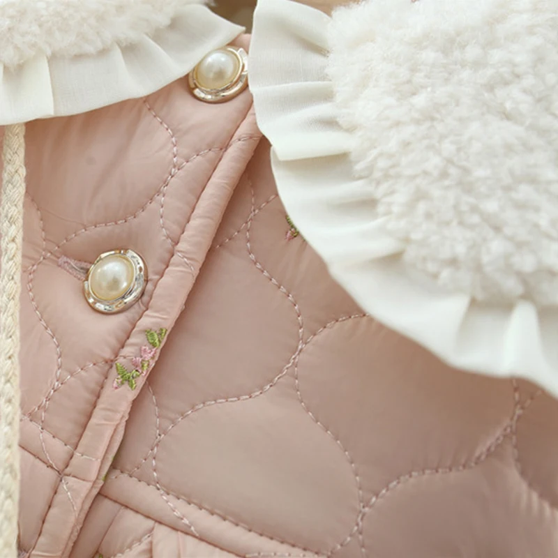 Autumn Winter Toddler Girl Jacket Korean Style Fashion Cute Fleece Doll Collar Newborn Coat+Bag Baby Clothing Kids Clothes BC858