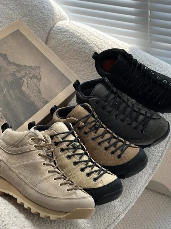 

Новинка 2024, осенне-зимние непромокаемые кожаные ботинки средней высоты Hiking oes Profional для восхождения на открытом воздухе, противоскользящие парные кожаные ботинки средней высоты