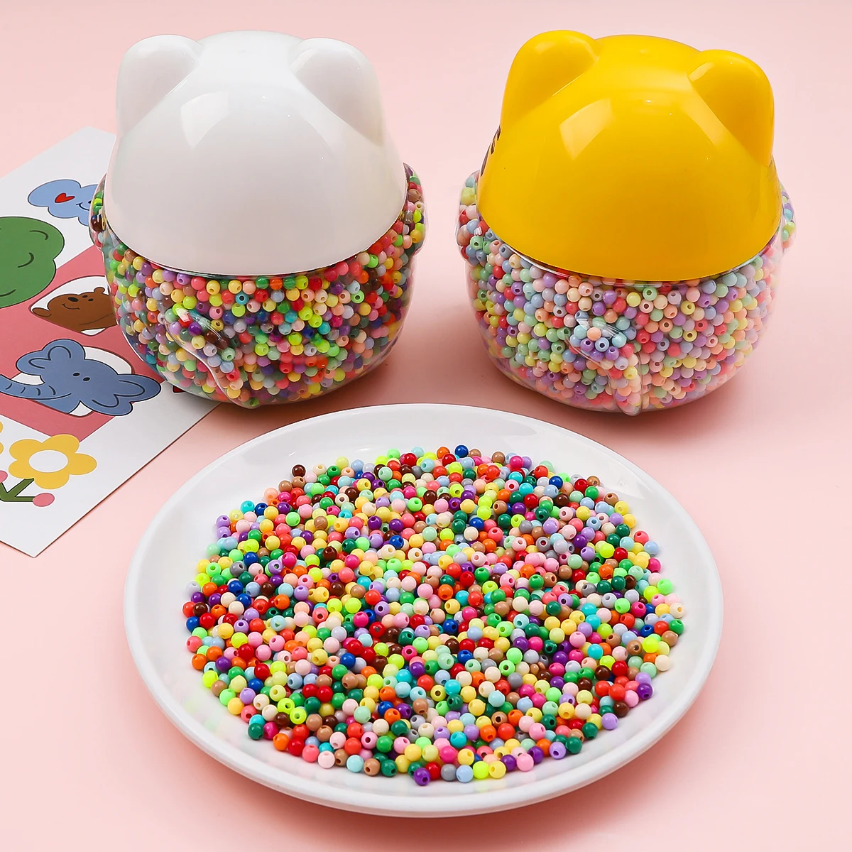 

10g 4mm Acrylic Beads Mini Round Multi-Color Spacer Seed Beads For Making DIY Jewelry Bracelet Necklace Handcraft Accessories